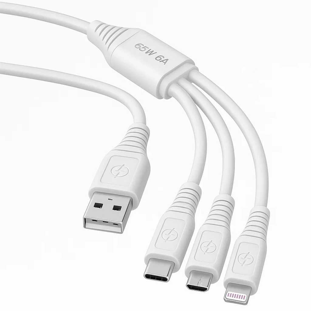 Cabo 3 em 1 USB para iPhone TC V8 65W Inova CBO-20010