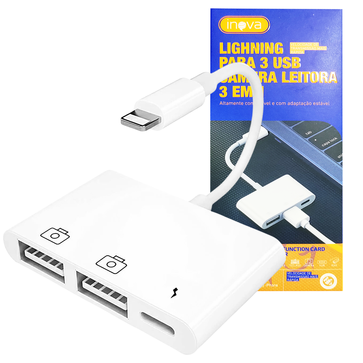 Adaptador OTG 2 USB TC Femea iPhone Macho Inova ZJT-30100