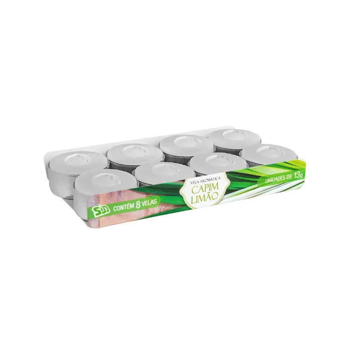 Kit 8 Velas Rechaud Capim Limão