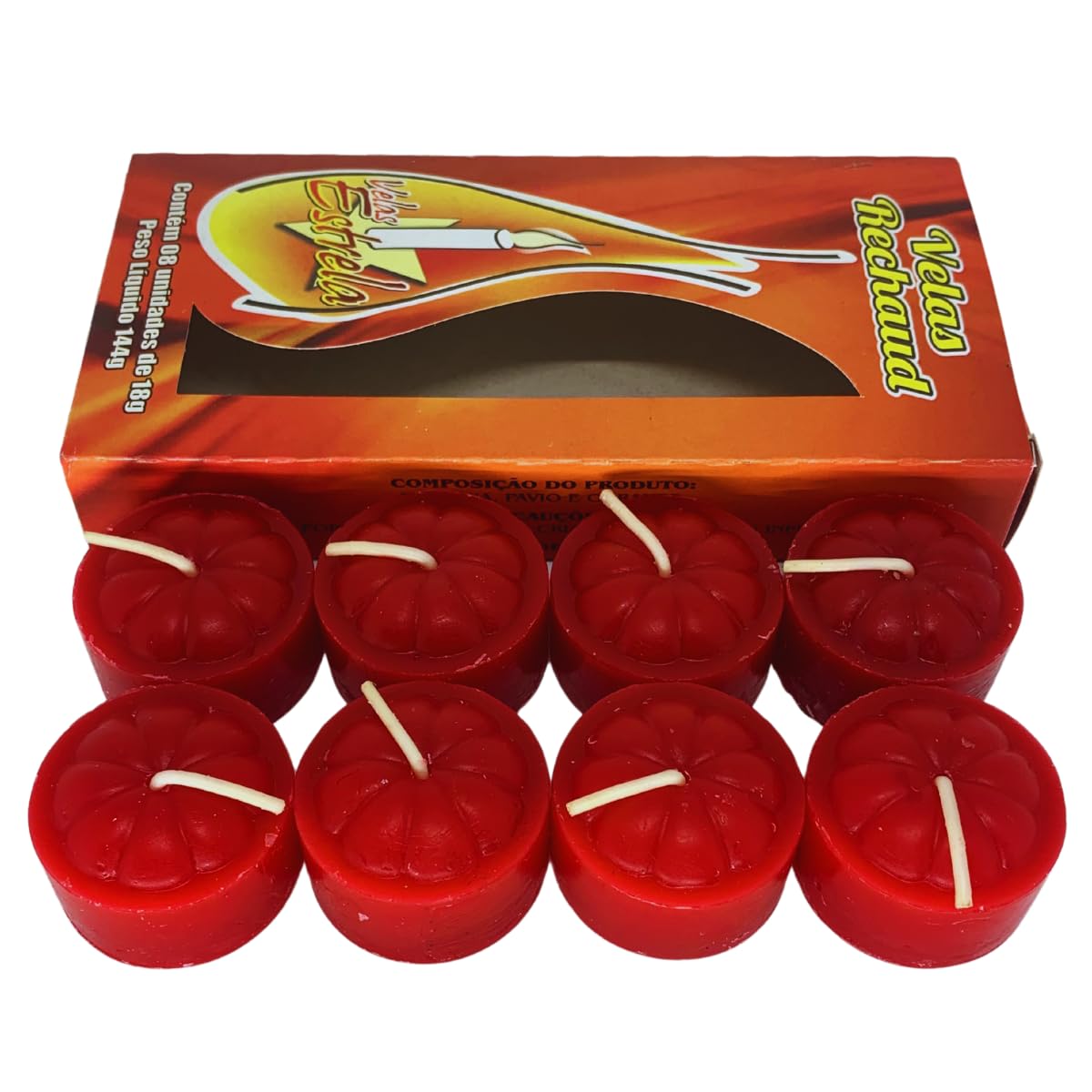 Kit 8 Velas Rechaud Vermelhas