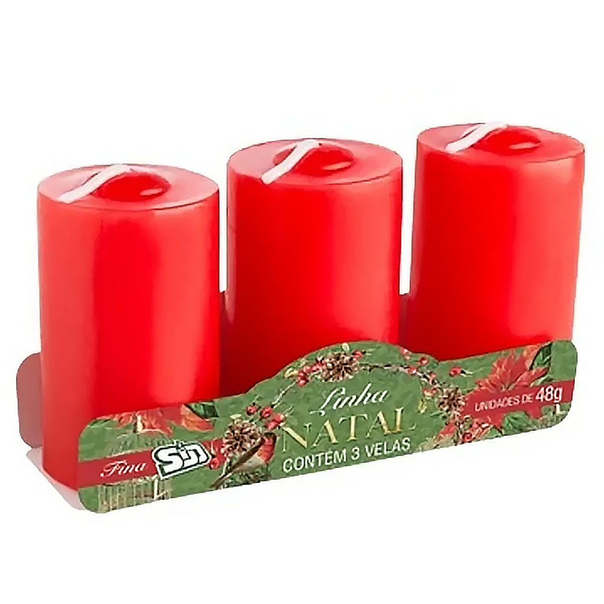 Kit 3 Velas Finas Vermelhas
