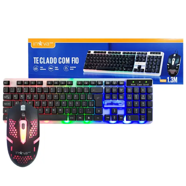 Kit Teclado e Mouse Com Fio Inova KV-11010