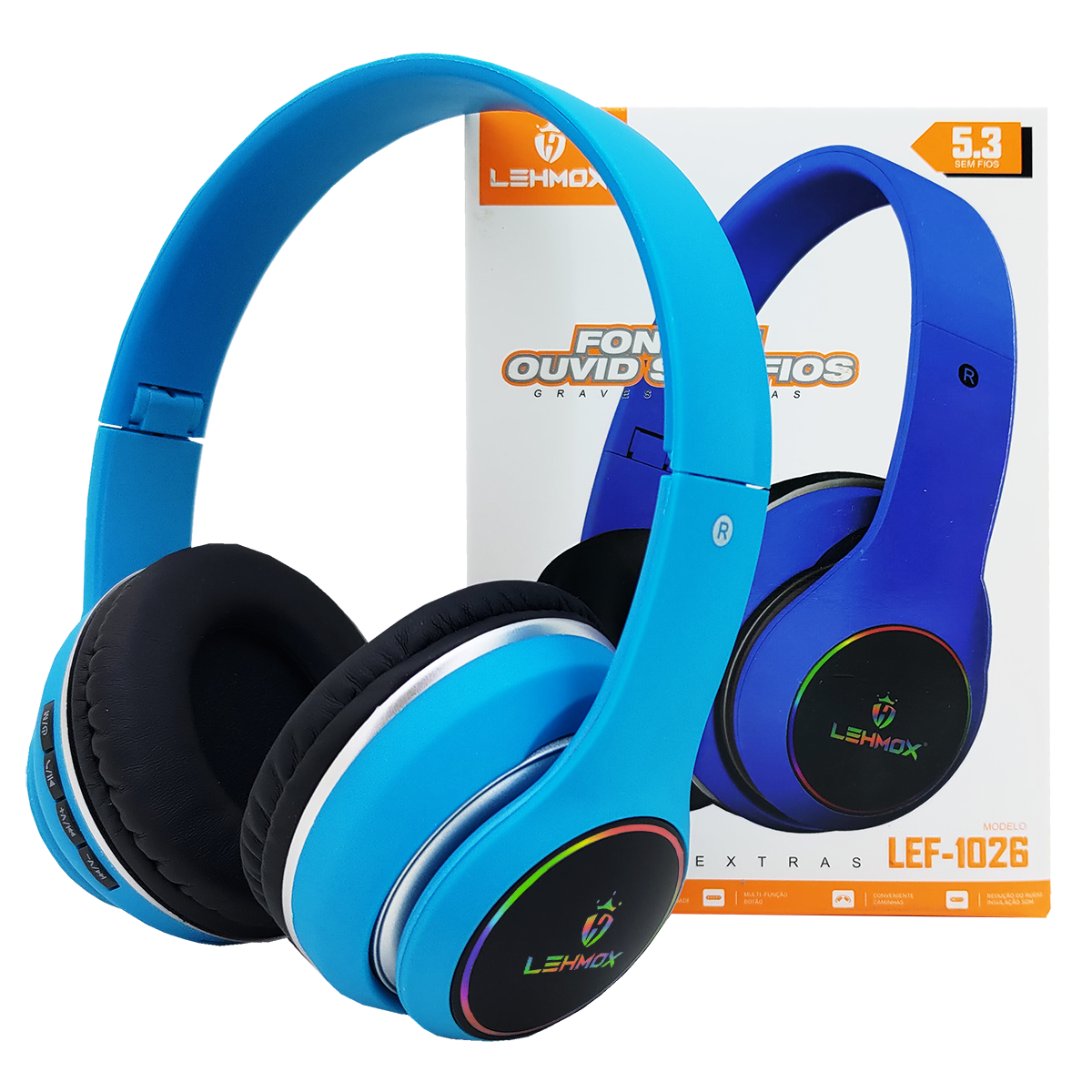 Fone de Ouvido Headset Bluetooth LED Lehmox LEF-1026