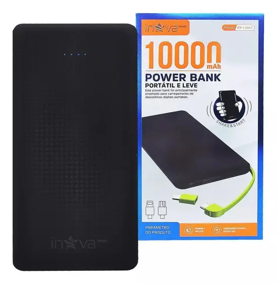 Power Bank 10000 mAh com Cabo Inova KV-12047