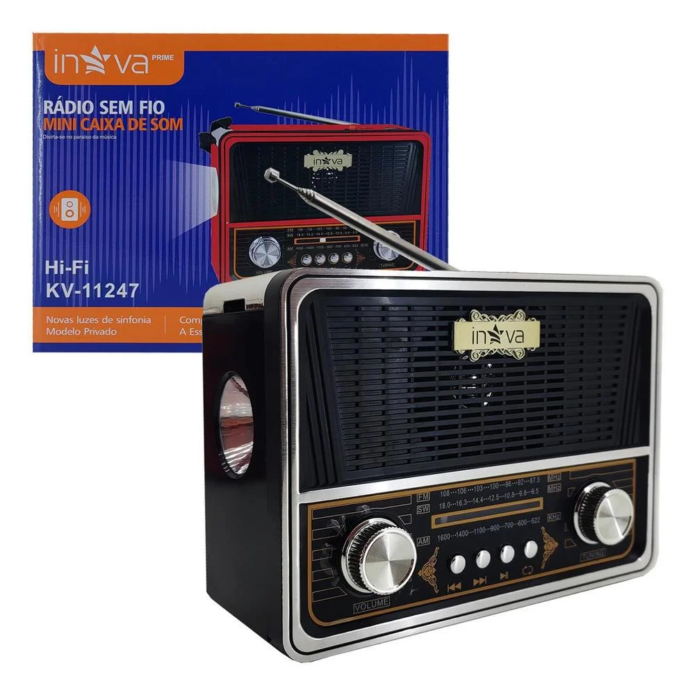 Caixa de Som Retro Bluetooth Inova KV-11247