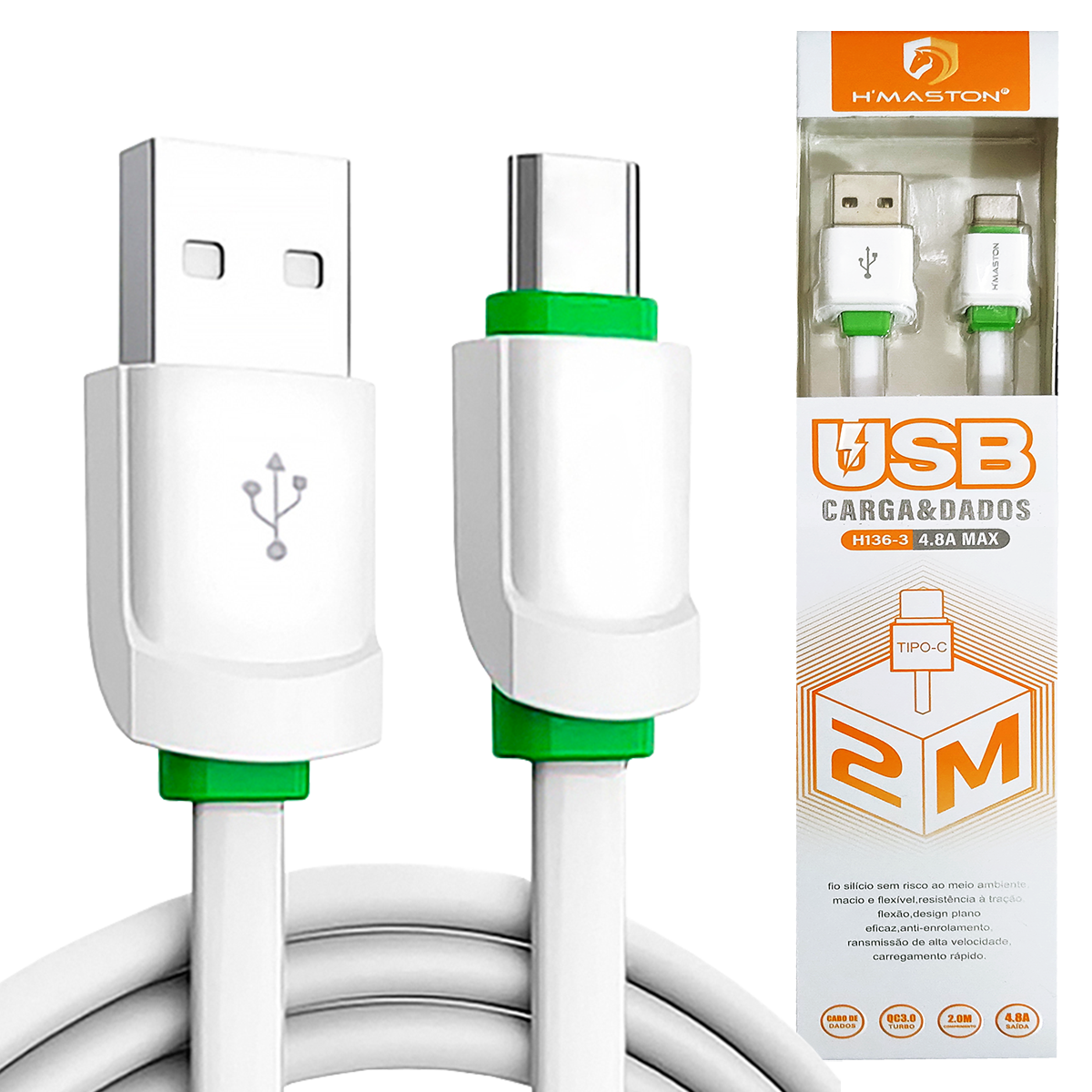 Cabo 2 metros Achatado H'Maston H136-3 Tipo C