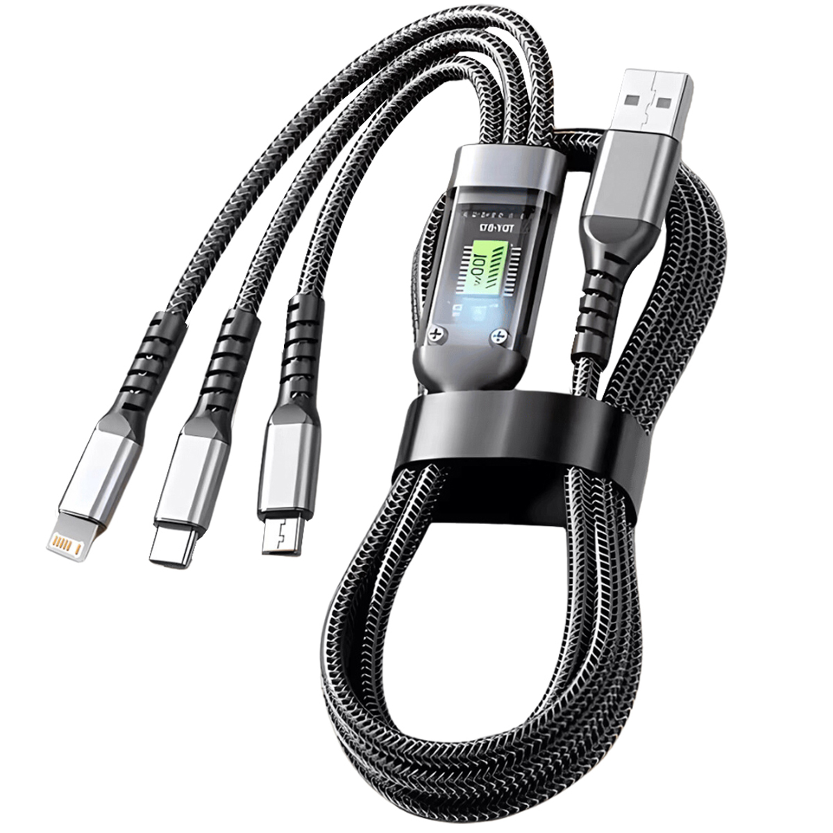 Cabo 3 em 1 USB para iPhone TC V8 100W Inova MD-12786