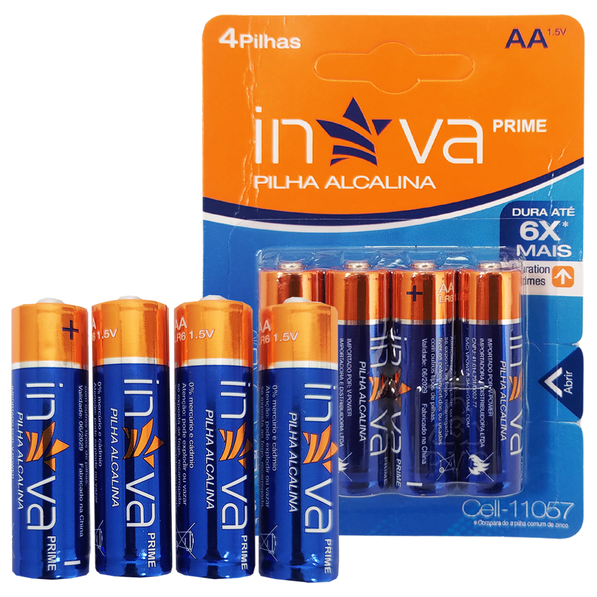 Kit 4 Pilhas Alcalinas AA 1.5V Inova CELL-11057