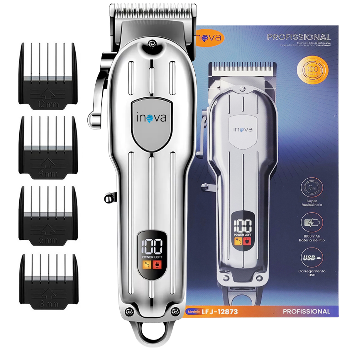 Cortador de Cabelos Profissional Inova LFJ-12873 Prata