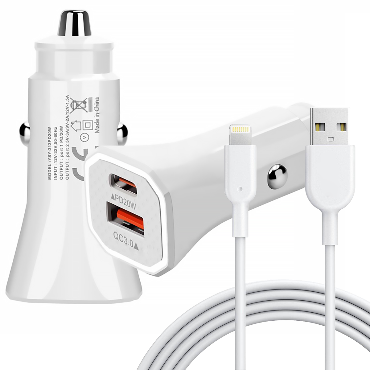 Carregador Veicular 45W 2 Saidas + Cabo iPhone Inova CAR-3224A