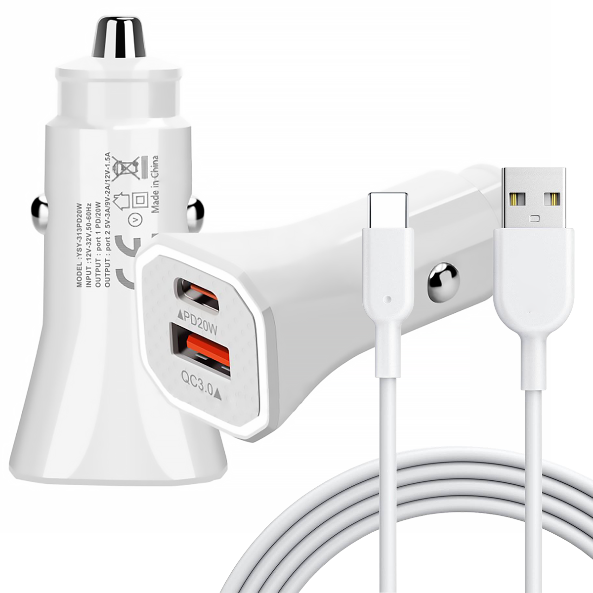 Carregador Veicular 45W 2 Saidas + Cabo Tipo C Inova CAR-3224C